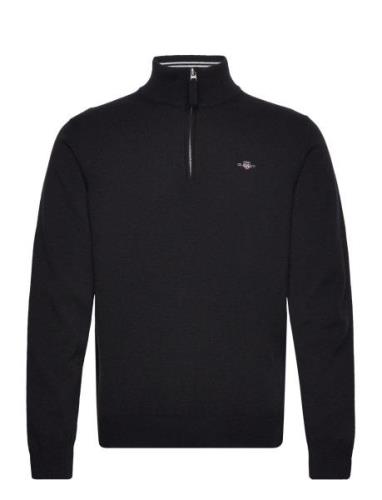 Superfine Lambswool Half Zip Tops Knitwear Half Zip Jumpers Black GANT