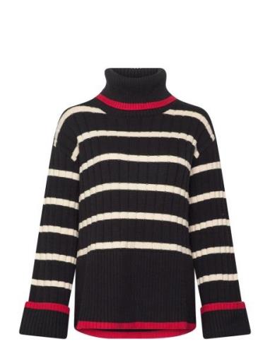 Slmusling Ribbed Rollneck Tops Knitwear Turtleneck Black Soaked In Lux...