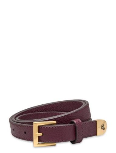 Pebbled Leather Skinny Belt Belte Burgundy Lauren Ralph Lauren