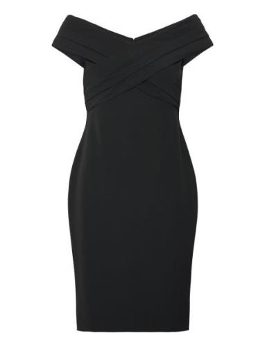 Crepe Off-The-Shoulder Cocktail Dress Kort Kjole Black Lauren Ralph La...