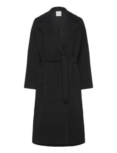 Slrubie Belted Coat Ullfrakk Frakk Black Soaked In Luxury