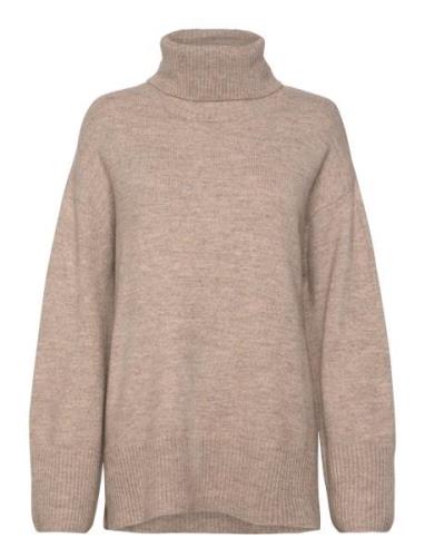 Roll-Neck Knitted Sweater Tops Knitwear Turtleneck Beige Gina Tricot