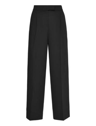 Soft Crepe Pleated Trouser Bottoms Trousers Suitpants Black Calvin Kle...