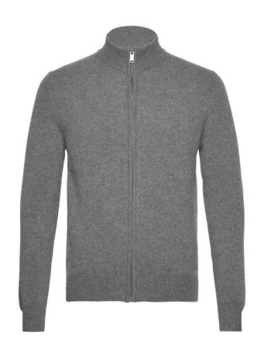 Lambswool Fzip Tops Knitwear Full Zip Jumpers Grey Hackett London