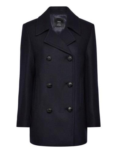 Double-Breasted Wool Coat Ulljakke Jakke Navy Mango