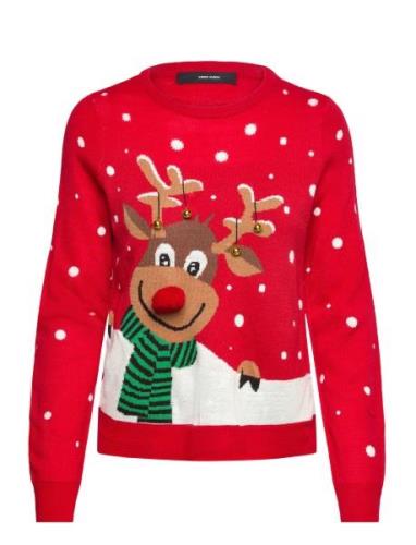 Vmsnowy Deer Ls O-Neck Xmas Tops Knitwear Jumpers Red Vero Moda