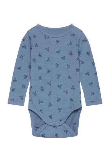 Hmlbambo Body Ls Langermet Bodysuit Blue Hummel