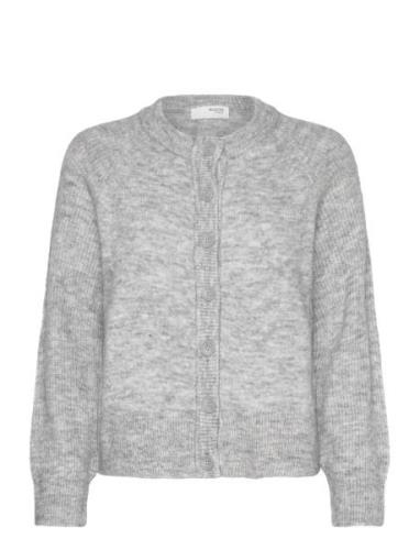 Slfrena Ls Knit Cardigan Camp Tops Knitwear Cardigans Grey Selected Fe...