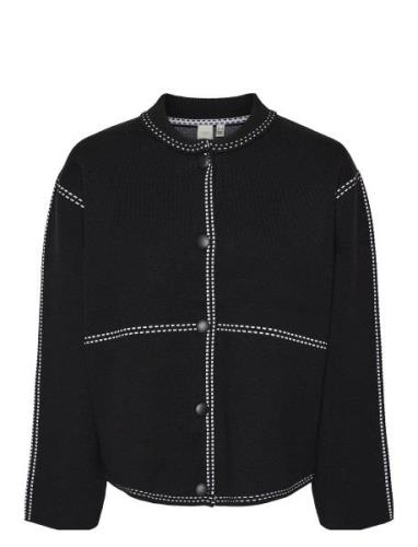 Yasjena Ls Knit Cardigan Ulljakke Jakke Black YAS