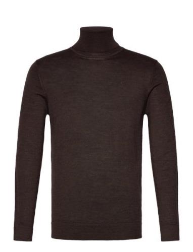 Merino Knit Roll-Neck Tops Knitwear Turtlenecks Brown Lindbergh