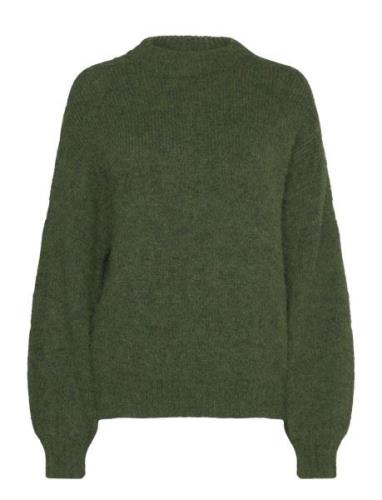 Patrisia Solid Knit Pullover Tops Knitwear Jumpers Khaki Green A-View