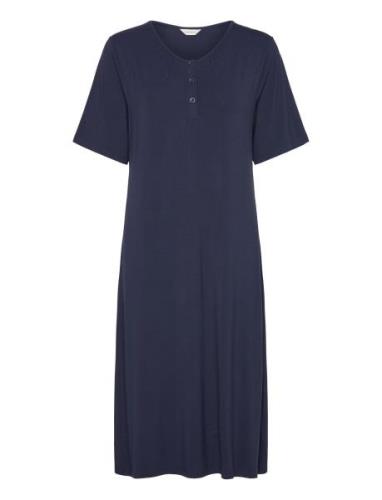 Bamboo Long Nightdress, Short Sleev Nattkjole Navy Lady Avenue