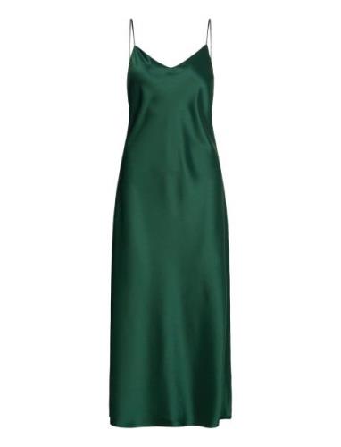 Satin Midi Slip Dress Knelang Kjole Green Polo Ralph Lauren