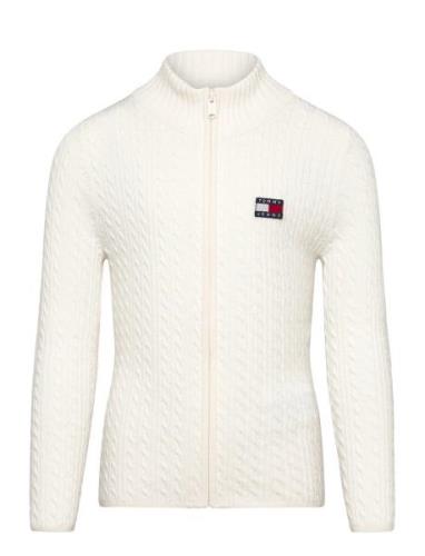 Tjw Zip-Thru Cable Cardigan Tops Knitwear Cardigans Cream Tommy Jeans