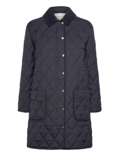 Quilted Cord Detailed Coat Vattert Jakke Navy GANT