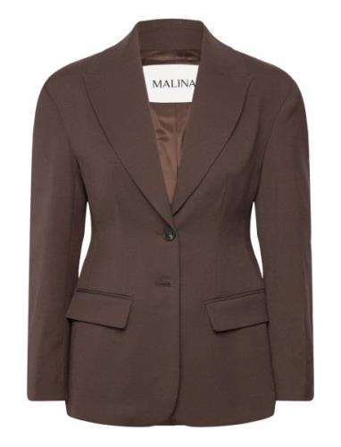 Ella Tailored Peplum Blazer Blazers Double Breasted Blazers Brown Mali...