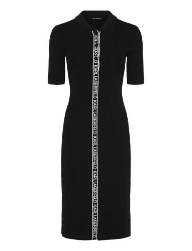 Sslv Logo Knit Dress Knelang Kjole Black Karl Lagerfeld