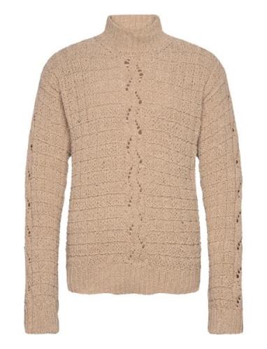 Kamil Chenille Knit Tops Knitwear Turtlenecks Beige Rue De Tokyo