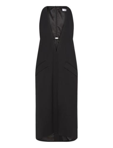 Tailored Wool V-Neck Dress Knelang Kjole Black Filippa K