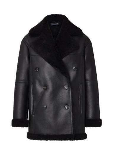 Daniella Faux Shearling Coat Skinnjakke Skinnjakke Black Lexington Clo...