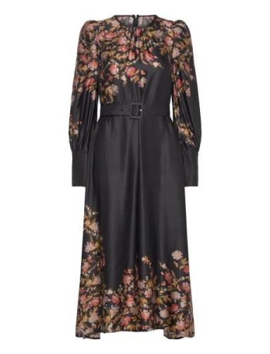 Satin Midi Dress Knelang Kjole Black By Ti Mo