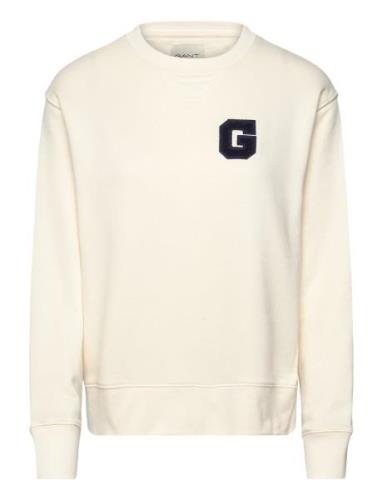 G Badge C-Neck Sweat Tops Sweat-shirts & Hoodies Sweat-shirts Cream GA...