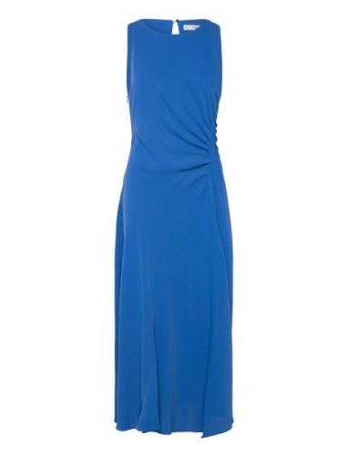 Midi-Dress With Draped Detail Knelang Kjole Blue Mango