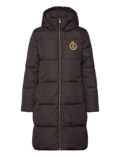 Crest-Patch Hooded Down Coat Fôret Kåpe Black Lauren Ralph Lauren