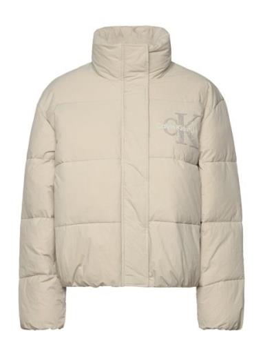 Chenille Monologo Puffer Fôret Jakke Cream Calvin Klein Jeans