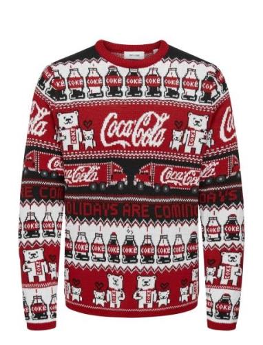 Onsxmas Reg 5 Cola Crew Knit Cs Tops Knitwear Half Zip Jumpers Red ONL...