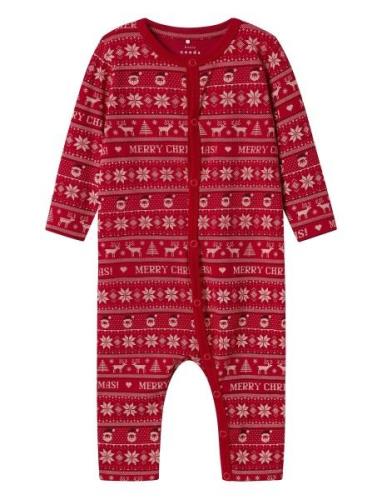 Nbnvismas Ls Nightsuit Pyjamas Sie Jumpsuit Red Name It