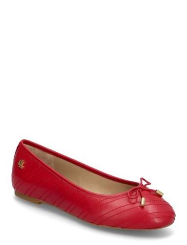 Jayna Stitched Leather Flat Ballerinasko Ballerinaer Red Lauren Ralph ...