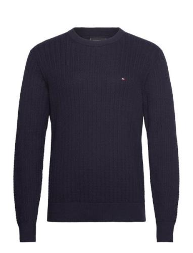 Herringb Structure C Nk Tops Knitwear Round Necks Navy Tommy Hilfiger