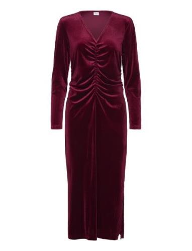 Nuvella Long Dress Knelang Kjole Burgundy Nümph