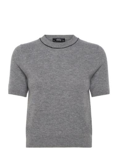 100% Wool Short-Sleeved Sweater Tops Knitwear Jumpers Grey Mango