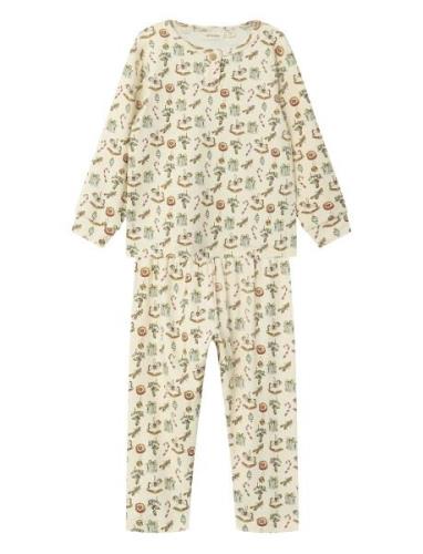 Nmngio Ls Nightset Lil Pyjamas Sett Cream Lil'Atelier