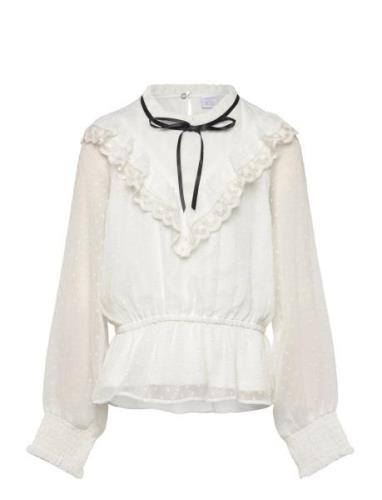 Blouse White With Bow Tops Blouses & Tunics White Lindex