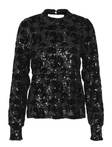 Kagrit Sequin Blouse Tops Blouses Long-sleeved Black Kaffe