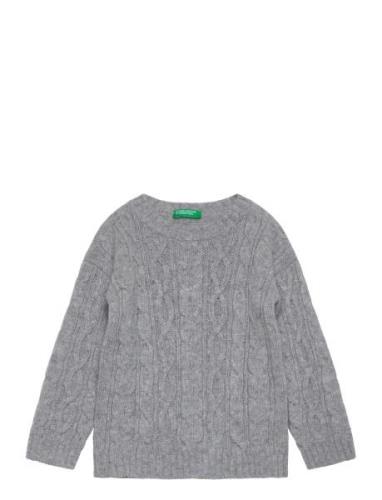 Sweater L/S Tops Knitwear Pullovers Grey United Colors Of Benetton