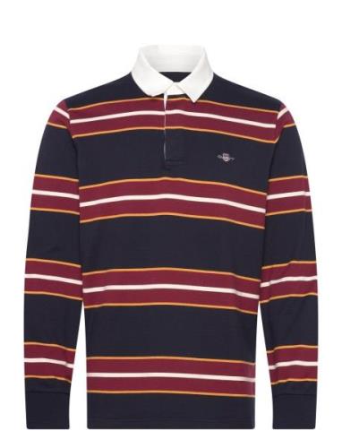 Yarn Dyed Striped Heavy Rugger Tops Polos Long-sleeved Navy GANT