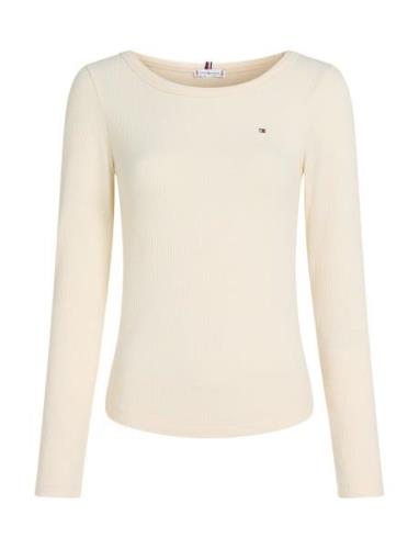 Slim 5X2 Rib O-Nk Ls Tops Knitwear Jumpers Cream Tommy Hilfiger