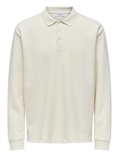 Onsbernard Rlx Ls Polo Tops Polos Long-sleeved Cream ONLY & SONS