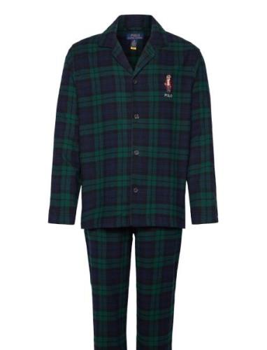 Polo Bear Plaid Flannel Pajama Set Pyjamas Navy Polo Ralph Lauren Unde...