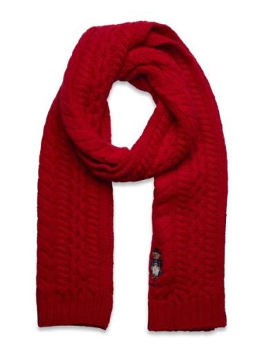 Polo Bear Cable-Knit Wool-Blend Scarf Accessories Scarves Winter Scarv...