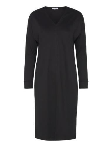 Viscose-Blend Long Sleeve Midi Dress, Daheva Knelang Kjole Black Ivo N...