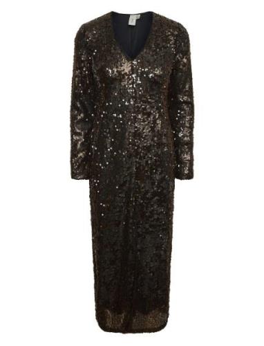 Yaspio Ls Sequin Long Dress - Show Knelang Kjole Brown YAS