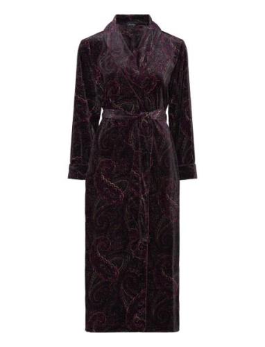 Lrl L/S Shawl Collar Long Robe Morgenkåpe Burgundy Lauren Ralph Lauren...