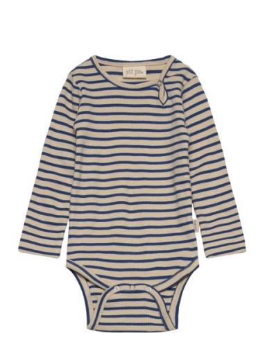 Body L/S Modal Striped Bodies Long-sleeved Brown Petit Piao