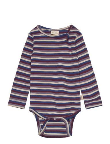 Body L/S Modal Multi Striped Bodies Long-sleeved Navy Petit Piao