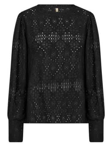 Sc-Nadina Tops Blouses Long-sleeved Black Soyaconcept